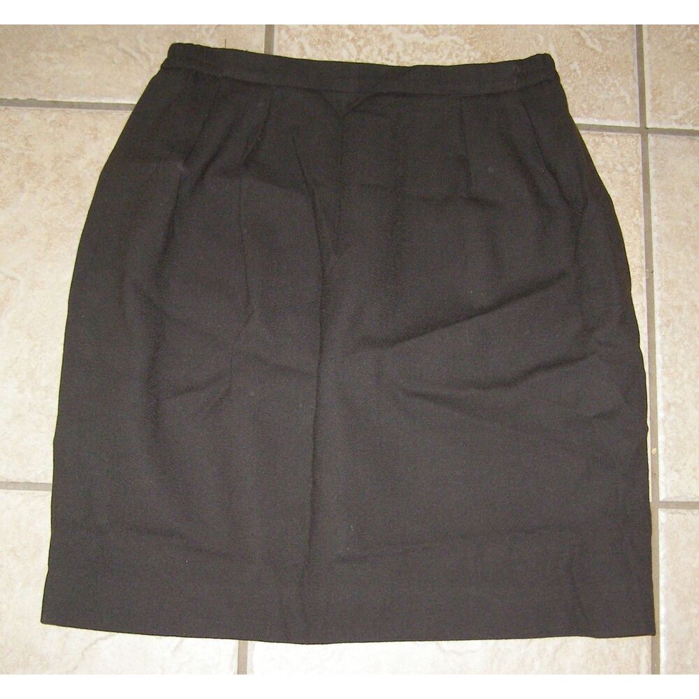 Dark Brown Sz 8 Church Office Lined 100% Wool Pleated Front Skirt Side Pockets